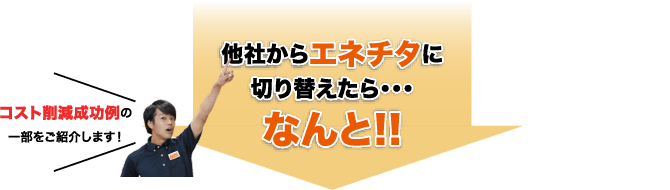 他者からエネチタに切り替えたら...なんと！！ コスト削減成功例の一部をご紹介します！